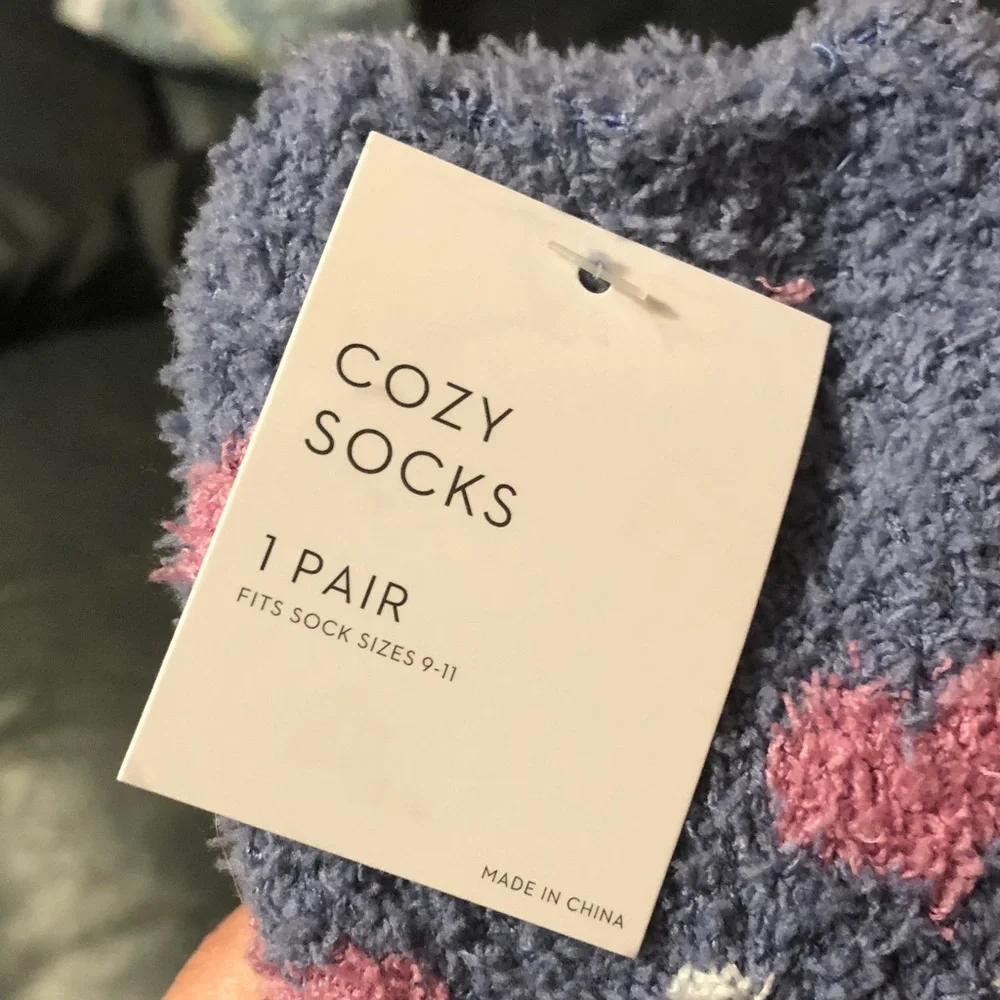 Kohl's Cozy Blue and Pink Heart Socks